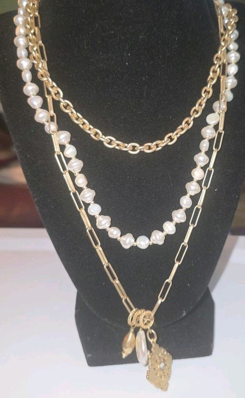 Chicos Multi-Strand Pearl and Gold-Tone Necklace
